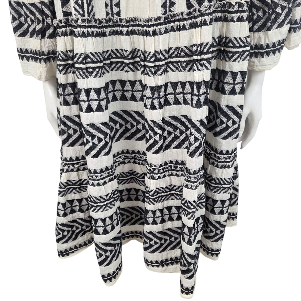 Devotion Twins Ella Midi Dress Women Medium Tunic Aztec Long Sleeve Tiered Skirt - Picture 7 of 14